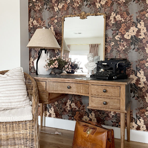 Ornate Golden Floral Rectangular Mirror