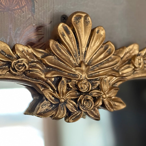Ornate Golden Floral Rectangular Mirror